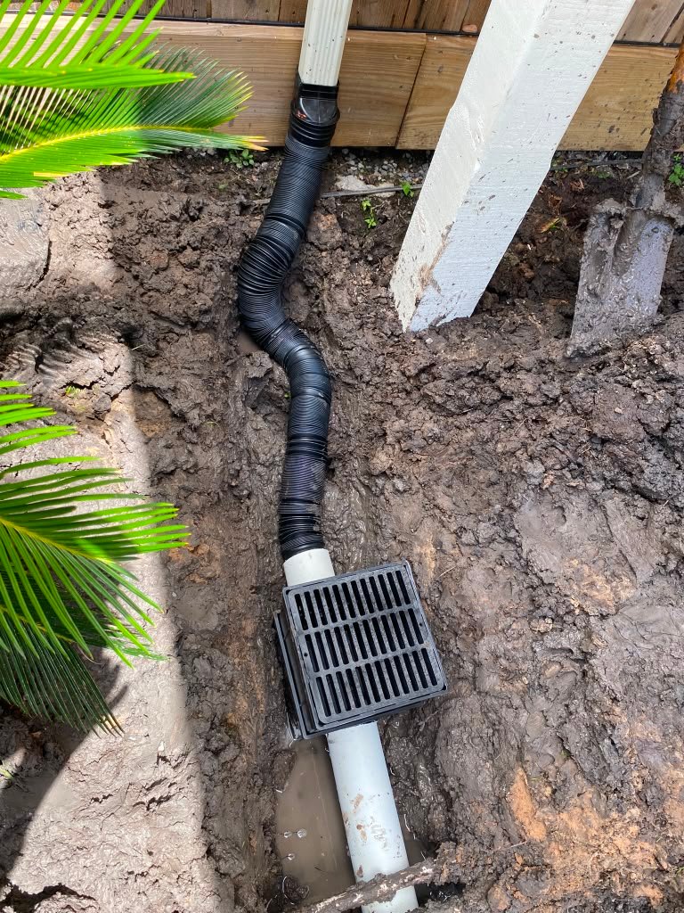Water management installation in a residential yard